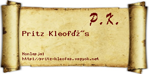 Pritz Kleofás névjegykártya